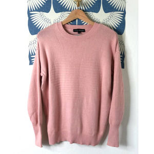 Catherine Malandrino Soft Pink Heart Stitched Crew Neck Sweater